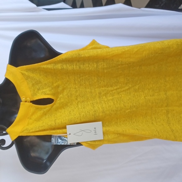 Joie Women's Halter Style Blouse Size M Yellow Sleeveless 100% Linen, semi-sheer - Picture 3 of 6